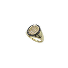 Anello Chevalier in oro giallo 18k con pavè di zirconi IS2191DF
