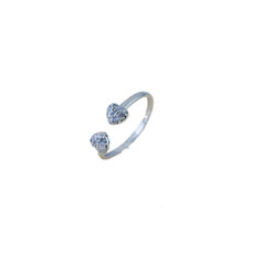 anello con due cuori in oro bianco donna