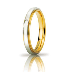 Fede Nuziale UNOAERRE Cassiopea Slim 3mm Oro giallo bianco Brillanti Promesse  Referenza 50AFC282