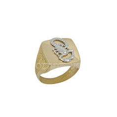 Anello da uomo  in oro bicolore giallo e bianco 18 kt con scorpione prezzi outlet sconti