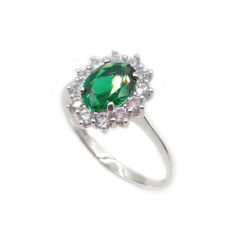 Anello Principessa in oro bianco con Smeraldo gr. 2.7