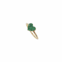 Anello cuore con pietre verdi in oro giallo
