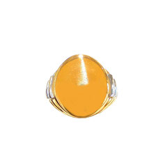 Anello uomo in oro bicolore 18kt a scudo ovale