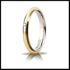 Fede Nuziale Unoaerre Andromeda Slim Bicolore con diamante