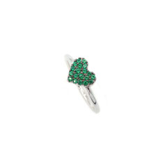 Anello cuore con pietre in oro bianco 18 KT 
