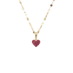 Collana Ciondolo Cuore con Pavè di Zirconi in Oro Giallo 