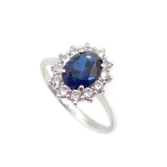 Anello Principessa in oro bianco con zaffiro gr. 2.7