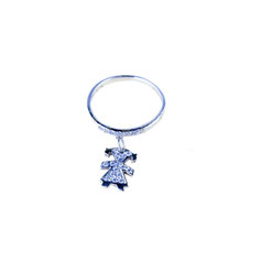 anello con bimba da donna in oro bianco