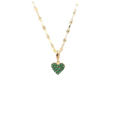 Collana Ciondolo Cuore con Pavè di Zirconi in Oro Giallo 