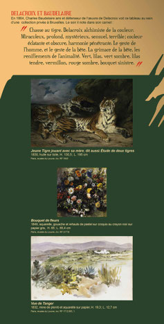 Verso fiche de salle "Chasse au tigre" d'Eugène Delacroix, "Cent œuvres qui racontent le climat", prêt exceptionnel du musée d'Orsay, musée Crozatier