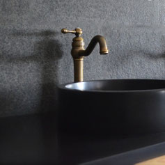 Vanity from black basalt stone