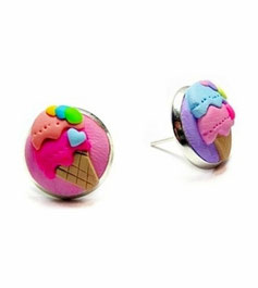 Aretes de Helado Cono de Helado Doble Colores