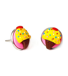 Aretes Botón de Helado ChocoMango Postre en Miniatura