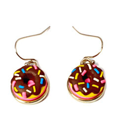 Aretes Largos Dona de Chocolate con Chispas de Colores