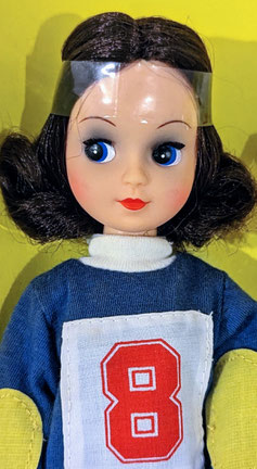 Close Up of Jogging Fleur with Tennisstar facemold and short lashes, photo from Worthpoint.