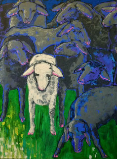 Das schwarze Schaf (The black sheep), 90x120cm, Acryl auf Leinwand