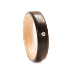 Ring aus Palisander Ahorn Innenlage Swarovski Kristall für Verlobung
