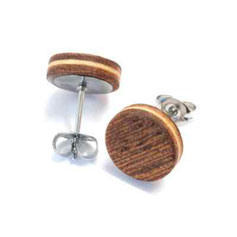 Holzohrstecker aus Mahagoni/Ahorn
