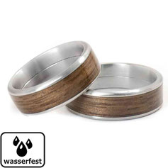Edelstahlring Edelstahlringe Holz Walnuss wasserfeste Beschichtung