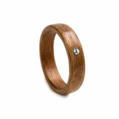 Verlobungsringe holz Kirsch  mit 1 Swarovski Kristall