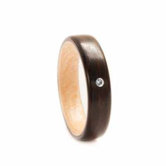 Holzehering Palisander Ahorn Swarovski Kristall, Holzschmuck, Hochzeitsring, Partnerring, Trauring