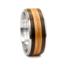 Edelstahlring mit breiter Holzlinie 9mm