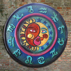 Polyester zodiac vissen 1 meter doorsnee handgeschilderd. Handpainted  Artbreak Uden Mieke van Rosmalen