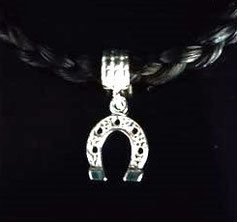 Pferdehaararmband mit einem Hufeisen Anhänger / Charm aus 925er Silber