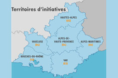 Carte de la région PACA délimitant chaque département