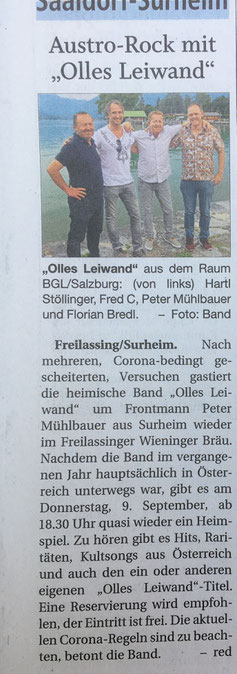 Olles Leiwand, die Liveband mit Austropop bim Wieninger Freilassing