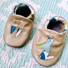 Chaussons bébé cuir beige