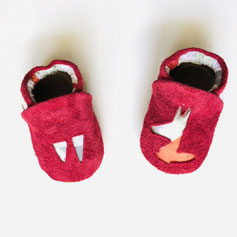 Chaussons bébé cuir rouge