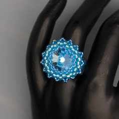 Ring hellblau Swarovski rivoli Miyuki