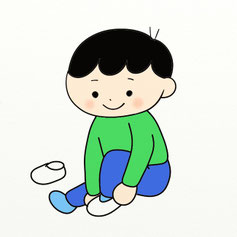 靴の着脱を示すイラスト