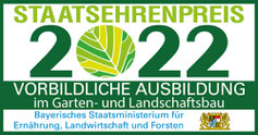 Staatehrenpreis klein ✨ Gartenbau ✔️ Gartengestaltung ✔️ und Gartenpflege ✔️ für Aschaffenburg ✔️ Johannes Lang Gärten ✔️ Im Grünen zu Hause ✔️ Rufen Sie uns an! Tel.: 06021-6296699