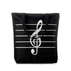 Tasche Tragetasche mit Violinschlüssel Musik schwarz