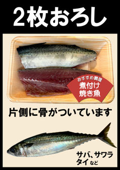黒門中川鮮魚の調理サービス（2枚おろし）