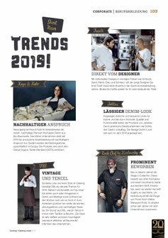 Artikel Berufbekleidung Trends 2019. Cooking Catering Inside 5/2019