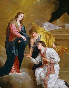 St Valentin s'agenouillant devant la Vierge, par David Teniers III