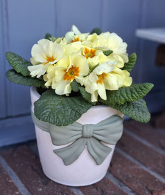 Blumentopf weiß-salbeigrün als Deko