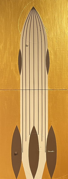 ROCKETEER 4   318mm×820mm(318mm×410mm each)  F6×2  2026 acrylic on canvas, wood
