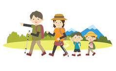 登山する親子