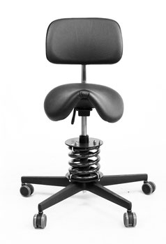 Sattelstuhl mit Lehne und Feder