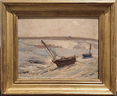 Albert Matignon, A marée basse, huile sur panneau, vers 1930