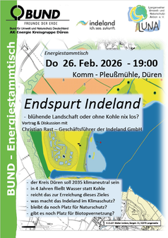 Komm Pleußmühle BUND Energiestammtisch Christian Rast indeland GmbH Indesee Rheinisches Revier Braunkohle Naturschutz Konzept NABU Düren