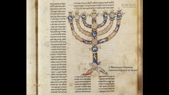 menorah in Commentary Torah. The Palatina Library, Parma, Italy Cod. Parm. 3204. Rashi