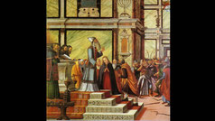 The Marriage of the Virgin by Vittore Carpaccio seven branched candelabrum menorah temple of Jerusalem, 1505