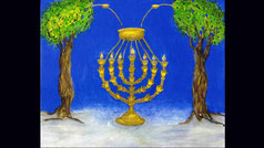 Eternal Oil by Carliss Prosser. Menorah Painting Zechariah vision