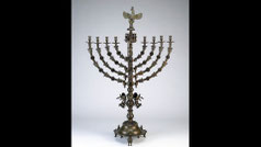 Standing Hanukkah menorah Lamp for a Synagogue from Eastern Europe