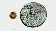 Ancient Jewish Glass Pendant with a Menorah